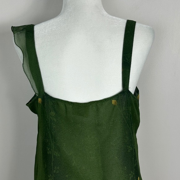 Vintage Magic Green Floral Ruffle Maxi Dress Babydoll Y2K Womens Size Large Boho - Picture 6 of 16